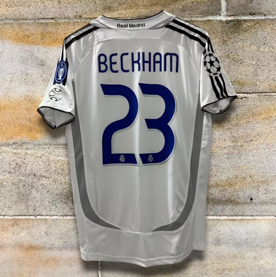 Real Madrid 2006/07 Retro Football Shirt – Beckham #23 White UCL Edition