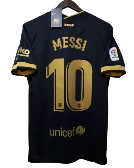 FC Barcelona 2020/21 Away Football Shirt – Messi #10 Black & Gold La Liga