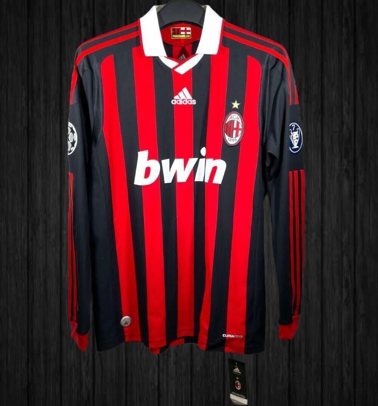 AC Milan 2009/10 Long Sleeve Home Football Shirt #80 Ronaldinho | UCL Edition