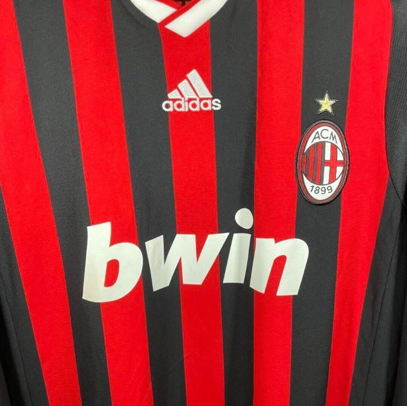 AC Milan 2009/10 Long Sleeve Home Football Shirt #80 Ronaldinho | UCL Edition