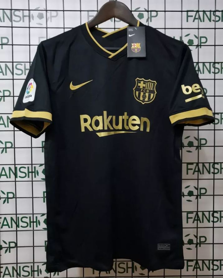 FC Barcelona 2020/21 Away Football Shirt – Messi #10 Black & Gold La Liga