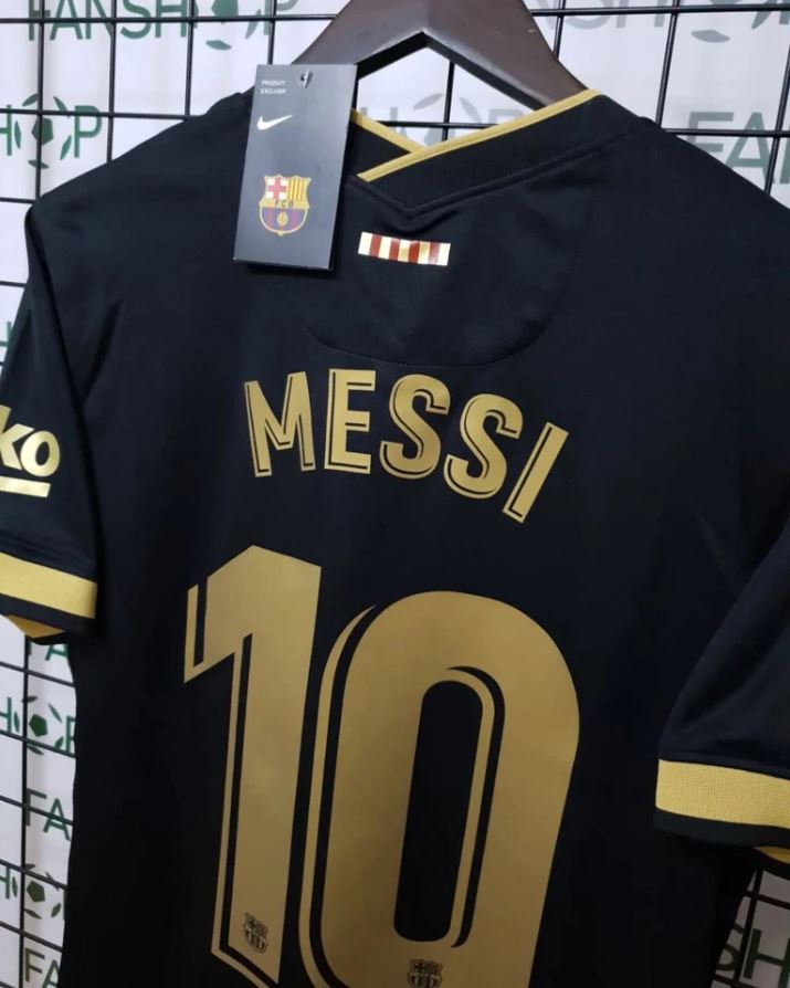 FC Barcelona 2020/21 Away Football Shirt – Messi #10 Black & Gold La Liga