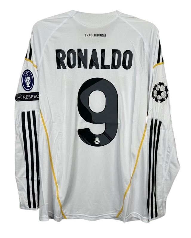 Real Madrid 2009/10 Home Long Sleeve – Ronaldo #9 UCL Retro Shirt