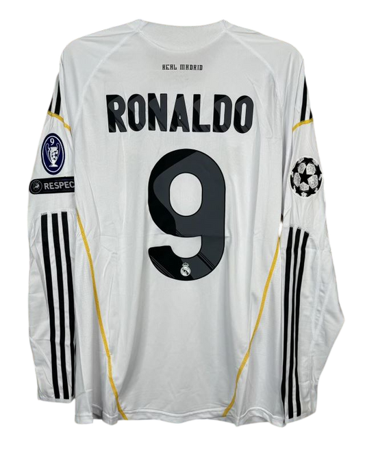 Real Madrid 2009/10 Home Long Sleeve – Ronaldo #9 UCL Retro Shirt